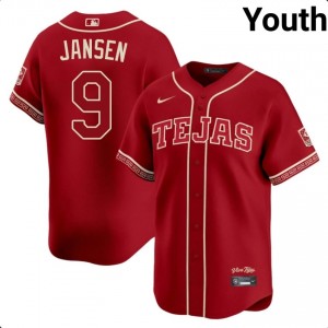 #9 Danny Jansen Genuine Youth Baseball Jersey | Texas Rangers Red Fan Gear 43633636
